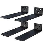 NEODROP 4-Pack 10 Inch Mini Floating Shelf Brackets, Heavy Duty Hidden Bracket for Wall Decor, Bl...