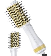 Travel Blow Dryer Brush, 2 Inch Ceramic Teardrop Hot Air Brush for Short to Medium Hair, Dual Vol...