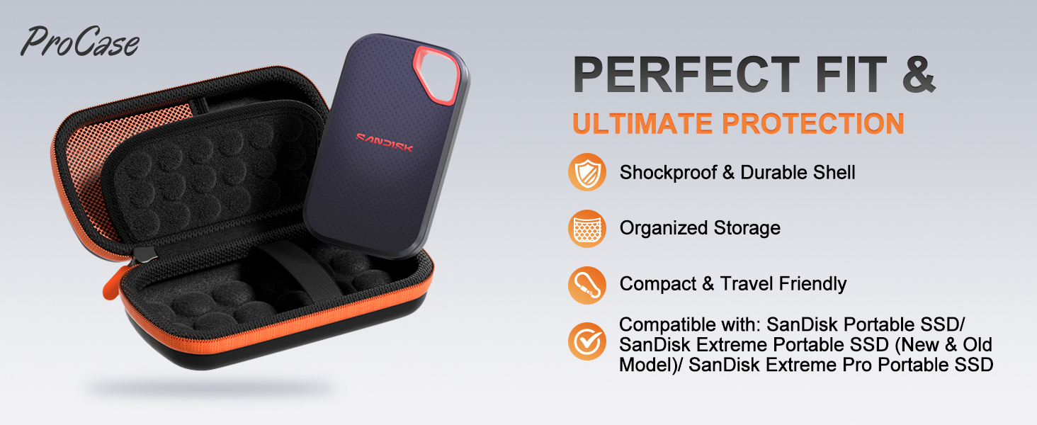 Compatible with: SanDisk Portable SSD/ SanDisk Extreme Portable SSD/Extreme Pro Portable SSD