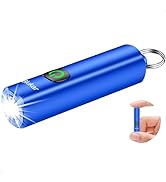Blukar Rechargeable EDC Flashlight, Mini Keychain Flash Light with 3 Lighting Modes, Memory Funct...