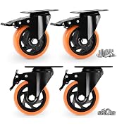 Caster Wheels, Heavy Duty 4 Inch Casters Set of 4, Locking Swivel Casters Wheels for Cart, Furnit...