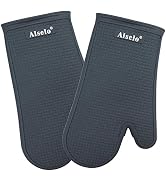 Alselo Oven Mitts Heat Resistant Silicone Kitchen Gloves for 550 Degrees with Waterproof and Non-...