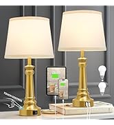 EJIAXIN Touch Lamps for Nightstand Set of 2 - Gold Table Lamp for Bedroom 3 Way Dimmable Bedside ...