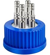 4-Port 304 Stainless Steel GL45 Safety Bottle Cap, Laboratory Liquid Mobile Phase Filling Caps, 8...
