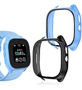 2 Pack Protective Case for Verizon Gizmo Watch 3 Screen Protector, Hard PC Bumper Cover Built-in ...