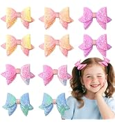 TODDER 3.35 Inch Glitter Hair Bows for Girls Shiny Sequins Bowknot Alligator Clips Barrettes Pins...