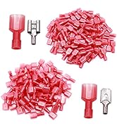 Tnisesm Male/Female Quick Disconnects Spade Wire Crimp Terminal Connectors, (Red 22-16AWG) Fully ...