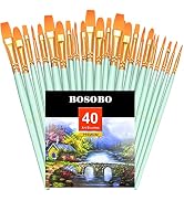 BOSOBO Paint Brushes Set, 4 Pack 40 Pcs Round Pointed Tip Paintbrushes Nylon Hair Artist Acrylic ...