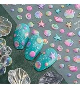 2 Sheets Starfish Nail Art Stickers Summer Nail Stickers 5D Embossed Self Adhesive Nail Decals fo...