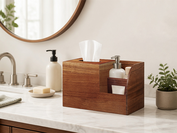 Tissue and Remote Control Holder, Decorative Facial Tissue Cube Box Organizer