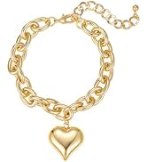 Elegant Gold Plated Heart Charm Bracelet for Women, Adjustable Dainty Love Chain Gift for Anniver...