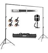 EMART 10x10FT Backdrop Stand Heavy Duty,Photo Back Drop Adjustable Stand Kit with 4 Backdrop Clam...