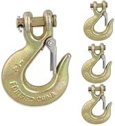 Yision 4 Pack Heavy Duty Forged Steel Clevis Slip Hook 1/4", G70 Safety Hook Tow Chain 13,000LB C...