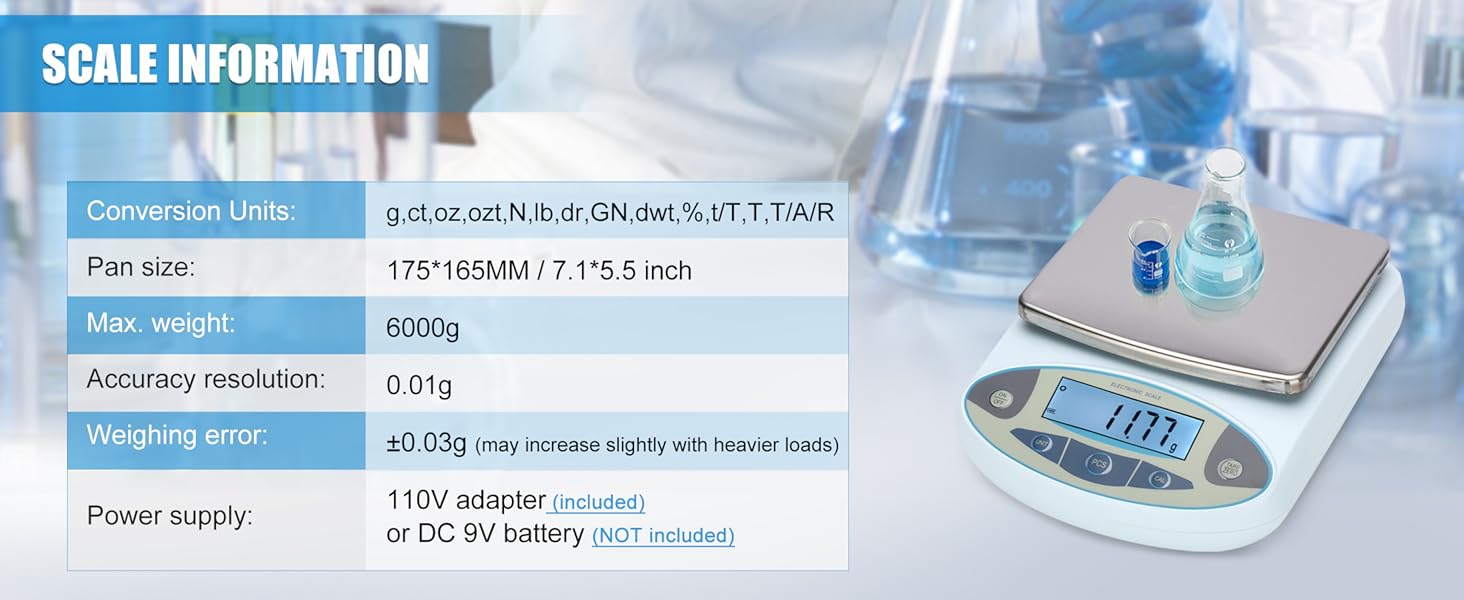 Lab Scale 6000gx0.01g,Analytical Balance 0.01g High Precision Electronic Digital Balance Scale