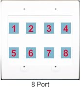 RiteAV Custom Wall Plate 8 Port, 2 Gang Flat, White/White, Choose HDMI Coax 3.5mm Banana Cat5/6 P...