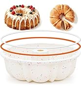 AOTASO Silicone Fluted Tube Cake Pan, Non-Stick Round Silicone Cake Mold with Stainless Steel Fra...