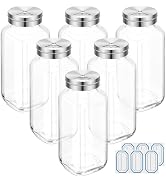 Segarty 6 PCS 8oz Salt and Pepper Shaker Adjustable Lids, 240ml Large Empty Glass Square Spice Ja...
