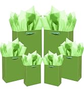 qiqee Field Green Gift Bags with Tissue Paper Mulit Assorted Sizes 10PCS Present Birthday Bags(2p...