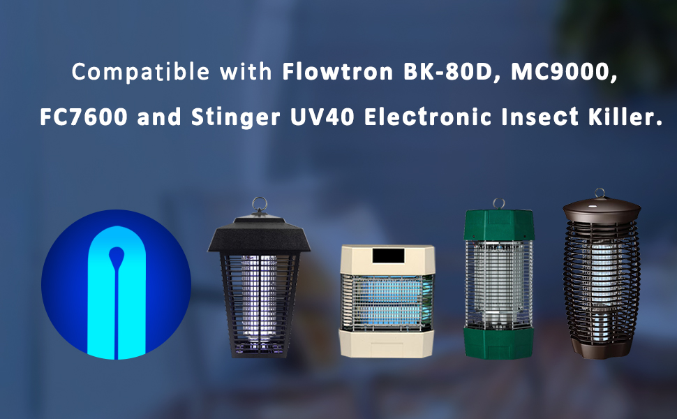 12 Inch FUL40T8/BL U Type Replacement Light Bulb for 40W Electronic Insect Killer with 4 Prong Base