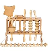 Meifuly 13 in 1 Wood Therapy Massage Tools with Luxury Storage Shelf, Complete Maderotherapia Woo...