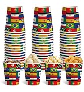 WRXVVTSV 60PCS International Party Cups 9oz – International Flag Paper Cups for Sports Birthday, ...