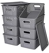 Plastic Storage Baskets with Lid-Plastic Storage Containers Stackable Storage bins: Storage Baske...
