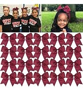 Large Cheer Bows Maroon Ponytail Holder Girls Elastic Hair Ties 8" 20PCS Hair Accessories for Tee...