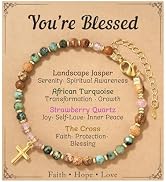 HGDEER Natural Crystal Healing Bracelet for Women - Amethyst Tiger Eye Clear Quartz Black Tourmal...