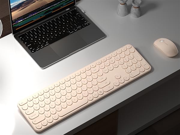 One single 2.4G USB receiver connects both keyboard and mouse.