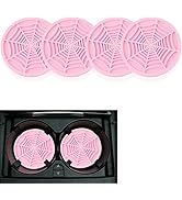 4PCS Silicone Car Coasters,Unique Spider Web Non-Slip Car Cup Holder Coaster Car Interior Accesso...