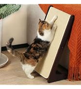 Zakkart L-Shaped Sisal Cat Scratcher, 24.8'' Tall Convertible 70° Vertical Scratching Pad & 20° R...