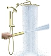 Veken All Metal 10" Shower Head with Handheld, Luxurious Square Double Rain Shower Heads with Spr...