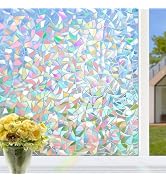 HIDBEA Window Privacy Film Static Clings, Rainbow Window Film, 3D Decals Non-Adhesive Window Viny...