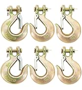 6PCS 5/16'' Trailer Chain Hooks, Heavy Duty Tow Chain Clevis Grab Hook with Safety Latch, 3/4 in ...