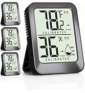 Antonki 4 Pack Mini Room Thermometer Hygrometer Indoor Temperaure and Humidity Monitor Gauge Mete...