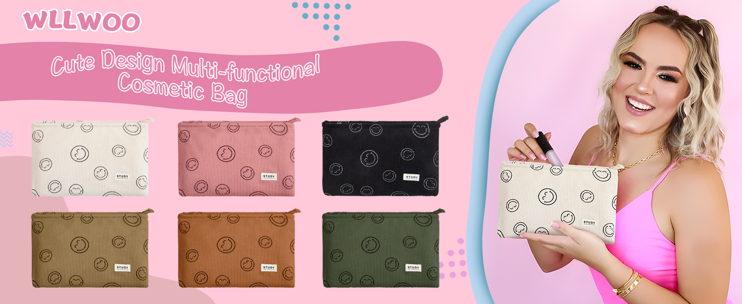 smiley face makeup bag