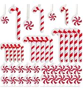 Naler 24pcs Candy Cane Christmas Ornaments, Christmas Tree Decorations Plastic Acrylic Xmas White...