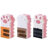 3Pcs Pink Random Style Cat Claw Design Kitchen Cleaning Sponges,Cute Household Cleaning Tool,Claw...