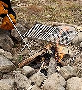 Folding Campfire Grill, Portable Camping Grill Grate, 304 Stainless Steel Camp Fire Cooking Racks