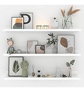 Giftgarden 36 Inch White Floating Shelves for Wall Mount, Modern Wood Wall Shelf Ledge for Bathro...