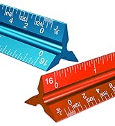 2PCS Architectural Scale Ruler, 12" Aluminum Architect Scale, Triangular Scale, Scale Ruler, Tria...