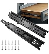 22 inch Drawer Slides 6 Pairs (12pcs) Full Extension Ball Bearing Drawer Rails Side Mount 3 fold ...