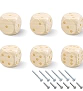 Meplait 6 Pack Dice Cabinet Knobs, Wooden Furniture Cabinet Knobs Rustic Dice Cabinet Handles for...