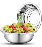 Offiper 304(18/8) Large Stainless Steel Mixing Bowls Set, 2 Pack 11.8" 5.29 Quart Big Silver Meta...