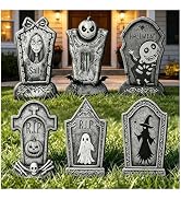 16.5-inch Halloween Courtyard Monument Stone Set - 6-piece. | Large Cemetery Decorations with Sta...