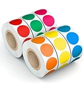 Kingtac 3000 Pieces Dot Stickers, 3/4 inch Color Coding Labels,500 Count Each, 6 Color Circle Pri...