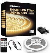 Galgreen Warm White LED Strip Lights, 16.4ft Smart LED Light Strip 3500K with Dimmable Remote & A...