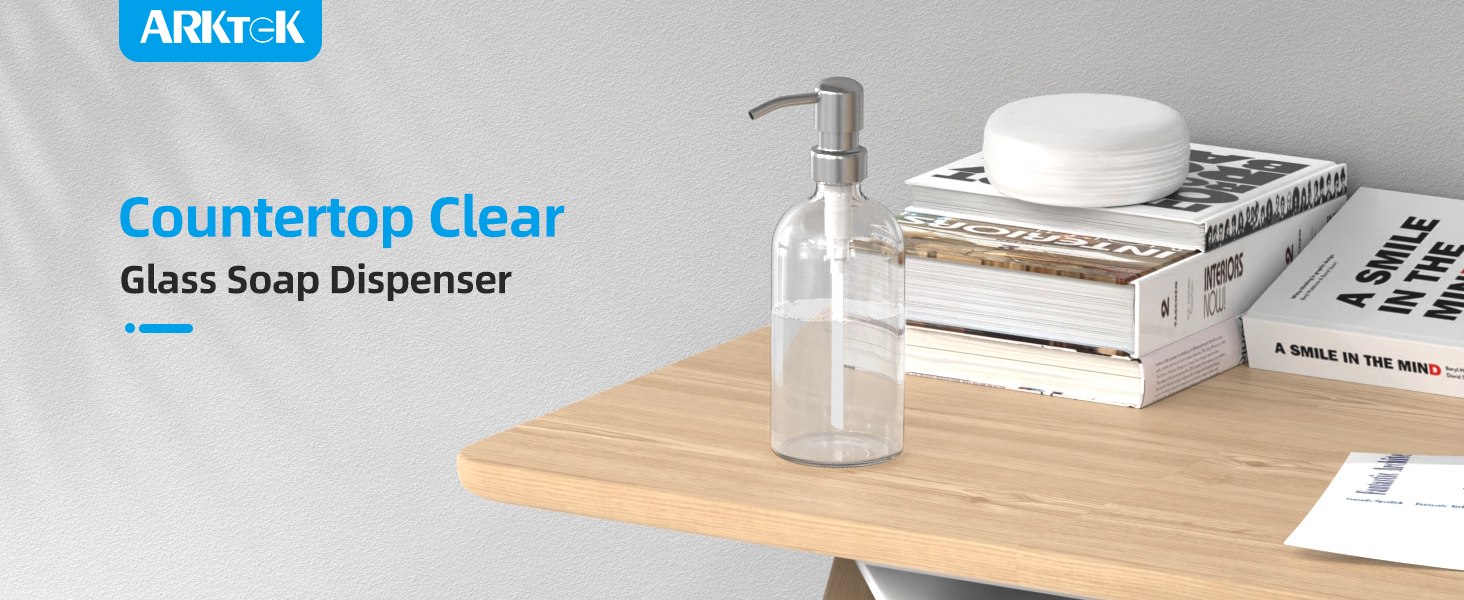clear glass soap dispenser