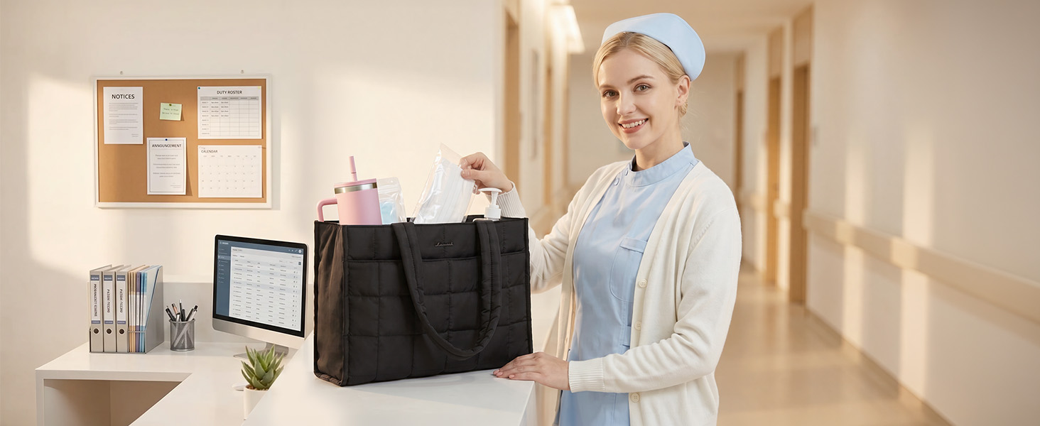 Nurses trust this roomy tote for medical supplies, files and personal items during long shifts