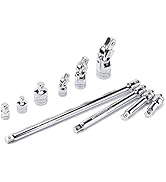 MIXPOWER 10 Pieces Drive Tool Accessory Set, Includes Socket Adapters, Extension Bars and Univers...